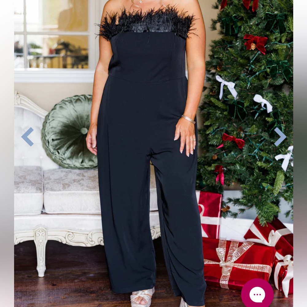 Elegant Jumpsuit with Feather Detail